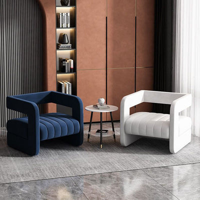 Chaise d'accent carrée en velours et métal nordique contemporain pour chambre et salon 