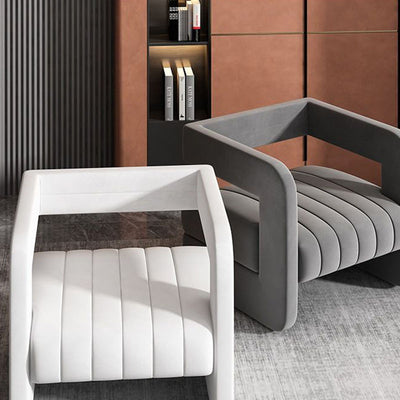 Chaise d'accent carrée en velours et métal nordique contemporain pour chambre et salon 