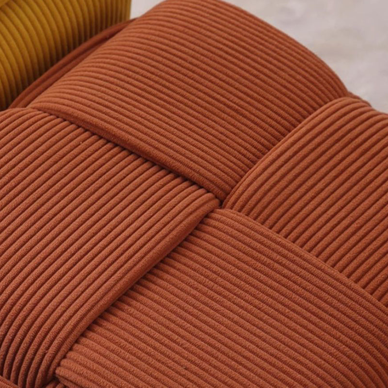 Contemporary Nordic Corduroy Solid Wood Square Cube Low Stool With Anti-Slip Feet For Bedroom &amp; Living Room