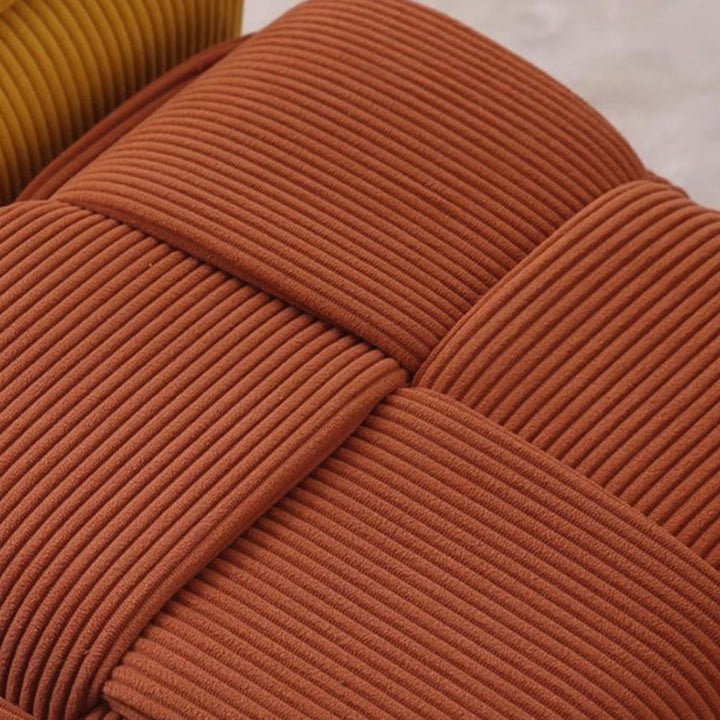 Contemporary Nordic Corduroy Solid Wood Square Cube Low Stool With Anti-Slip Feet For Bedroom &amp; Living Room