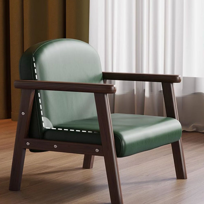 Moderner skandinavischer Kinder-Akzentsessel mit geschwungenem Bogen aus Kautschukholz, Kunstleder in Öl-Wachs-Optik und Flanellimitat, mit Rückenlehne und Armlehnen, für das Schlafzimmer 