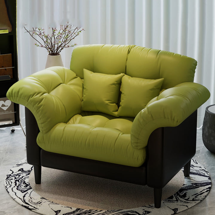 Contemporary Nordic Soft Fluffy Camellia Cat Scratching Leather Sherpa Fabric Foam Sponge Plush Cotton Solid Wood Multi-Layer Board Steel Detachable Accent Chair Backrest Armrest For Bedroom