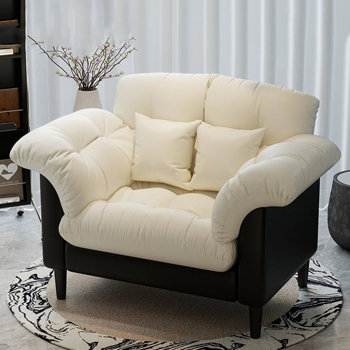 Contemporary Nordic Soft Fluffy Camellia Cat Scratching Leather Sherpa Fabric Foam Sponge Plush Cotton Solid Wood Multi-Layer Board Steel Detachable Accent Chair Backrest Armrest For Bedroom