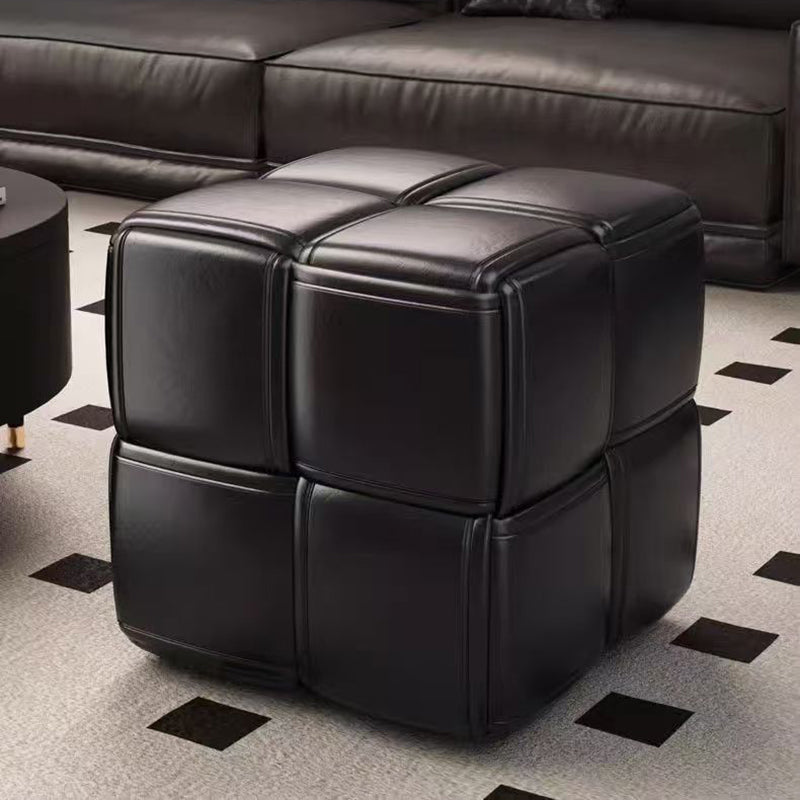 حديثة Minimalist مربع خشب قماش جلدي اصطناعي إسفنج منخفض كرسي بدون ظهر بدون ذراعين لغرفة المعيشة 