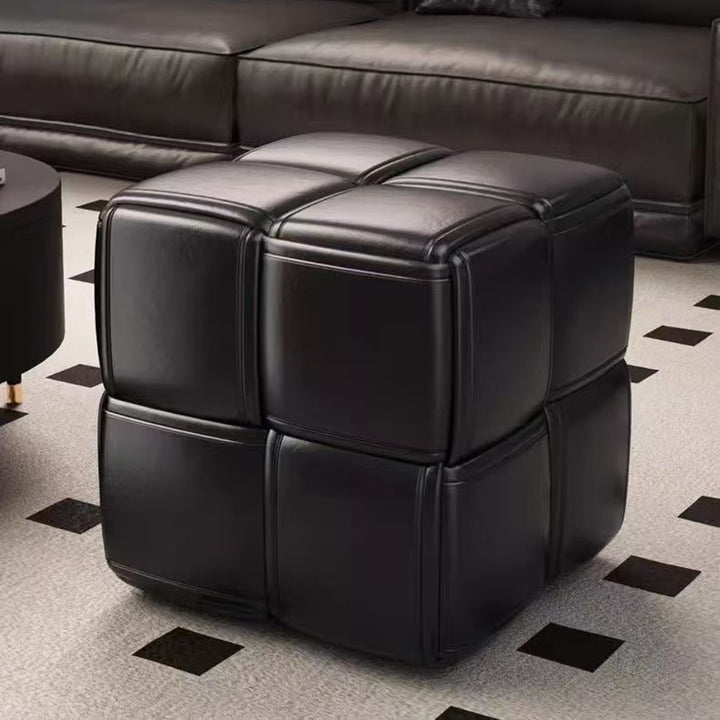 حديثة Minimalist مربع خشب قماش جلدي اصطناعي إسفنج منخفض كرسي بدون ظهر بدون ذراعين لغرفة المعيشة 