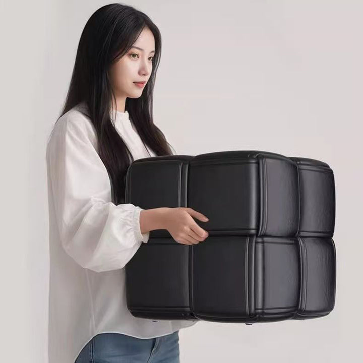 حديثة Minimalist مربع خشب قماش جلدي اصطناعي إسفنج منخفض كرسي بدون ظهر بدون ذراعين لغرفة المعيشة 