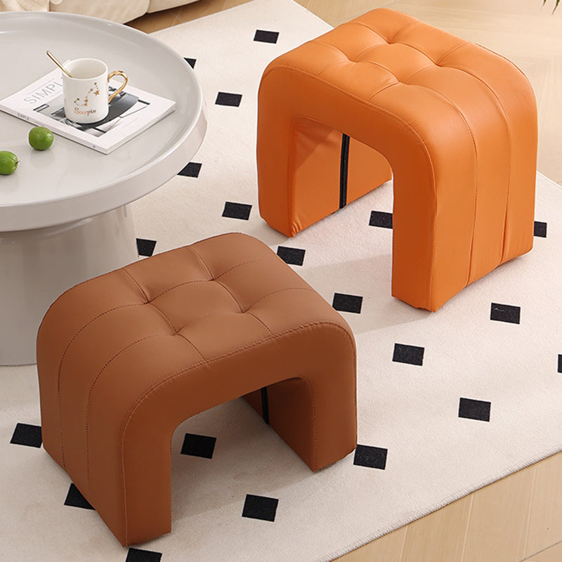 Tabouret de coiffeuse contemporain scandinave en bois massif avec arche ronde, griffoir pour chat en cuir et mousse, sans dossier ni accoudoirs pour chambre à coucher 