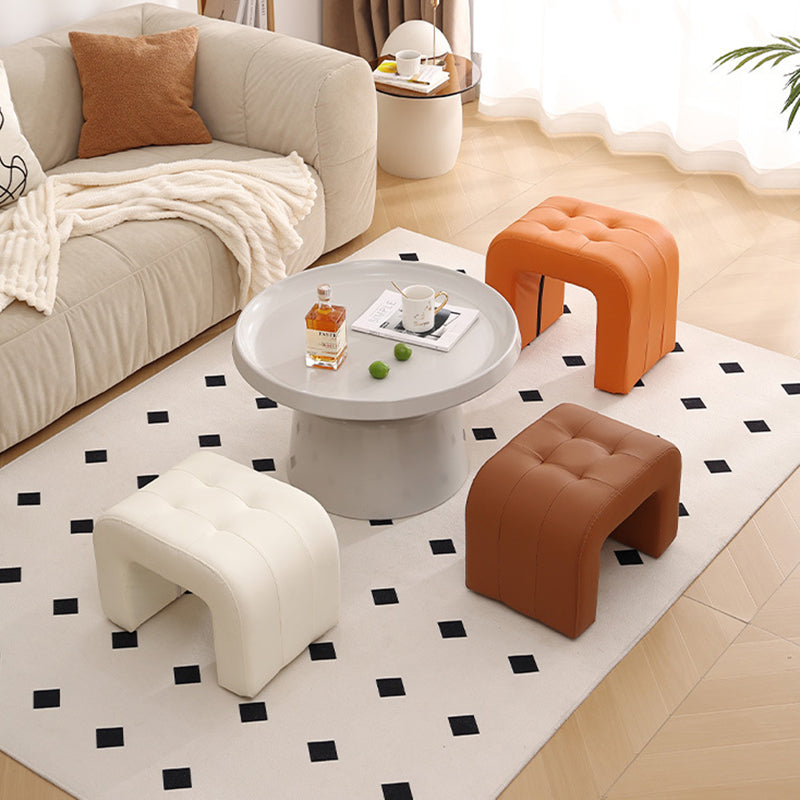 Tabouret de coiffeuse contemporain scandinave en bois massif avec arche ronde, griffoir pour chat en cuir et mousse, sans dossier ni accoudoirs pour chambre à coucher 