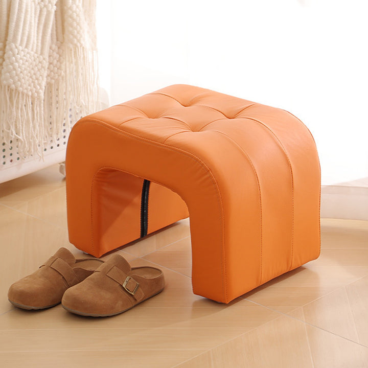Tabouret de coiffeuse contemporain scandinave en bois massif avec arche ronde, griffoir pour chat en cuir et mousse, sans dossier ni accoudoirs pour chambre à coucher 