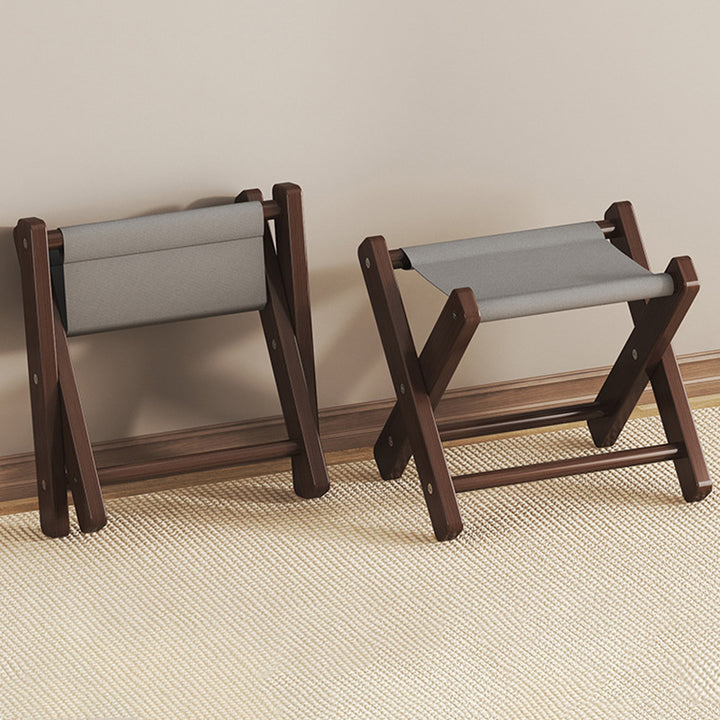 Silla plegable moderna minimalista en forma de X de nan bambú y tela Oxford, sin respaldo ni reposabrazos, para jardín 