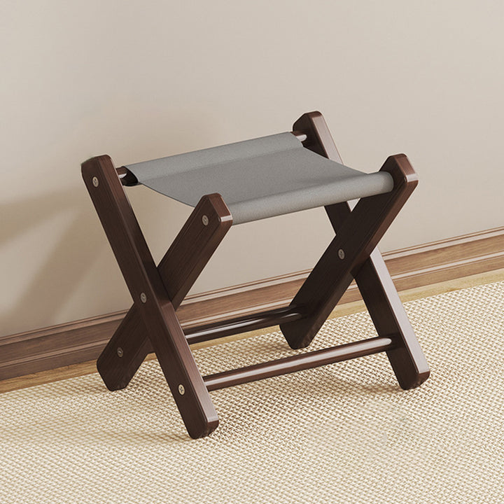 Silla plegable moderna minimalista en forma de X de nan bambú y tela Oxford, sin respaldo ni reposabrazos, para jardín 