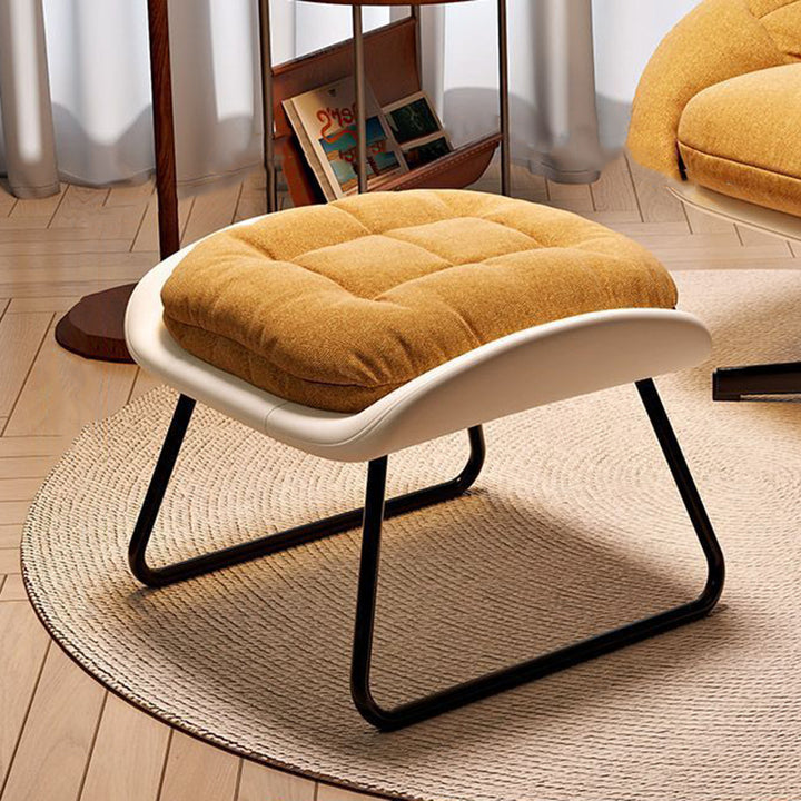 Contemporáneo Escandinavo Ventilador Levantable En Forma de Abanico Hierro PU Cuero Grano de Arroz Felpa Esponja Algodón Desmontable Silla de Acento Respaldo Sin Brazos Para Sala de Estar 