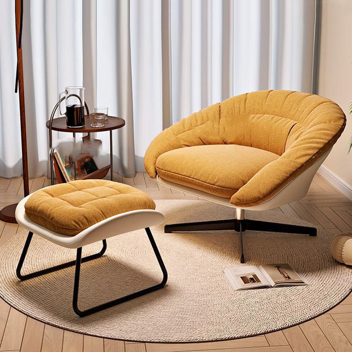 Contemporáneo Escandinavo Ventilador Levantable En Forma de Abanico Hierro PU Cuero Grano de Arroz Felpa Esponja Algodón Desmontable Silla de Acento Respaldo Sin Brazos Para Sala de Estar 