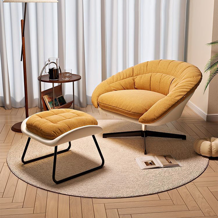 Contemporary Scandinavian Liftable Fan-Shaped Iron PU Leather Rice Grain Fleece Sponge Plush Cotton Detachable Accent Chair Backrest Armless For Living Room