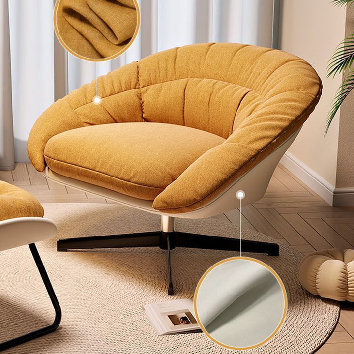 Contemporáneo Escandinavo Ventilador Levantable En Forma de Abanico Hierro PU Cuero Grano de Arroz Felpa Esponja Algodón Desmontable Silla de Acento Respaldo Sin Brazos Para Sala de Estar 