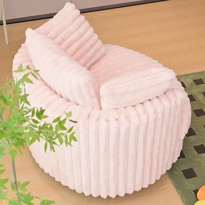 Contemporary Nordic Round Arc Faux Rabbit Fleece Solid Wood Sponge Detachable Movable Single Sofa Backrest Armrest For Living Room