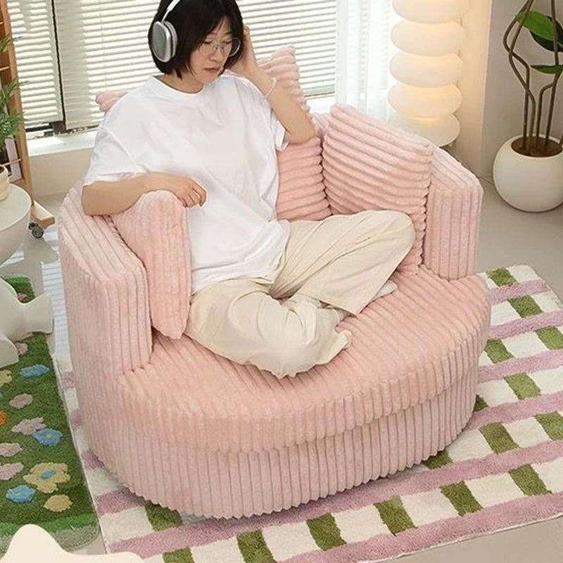 Contemporary Nordic Round Arc Faux Rabbit Fleece Solid Wood Sponge Detachable Movable Single Sofa Backrest Armrest For Living Room