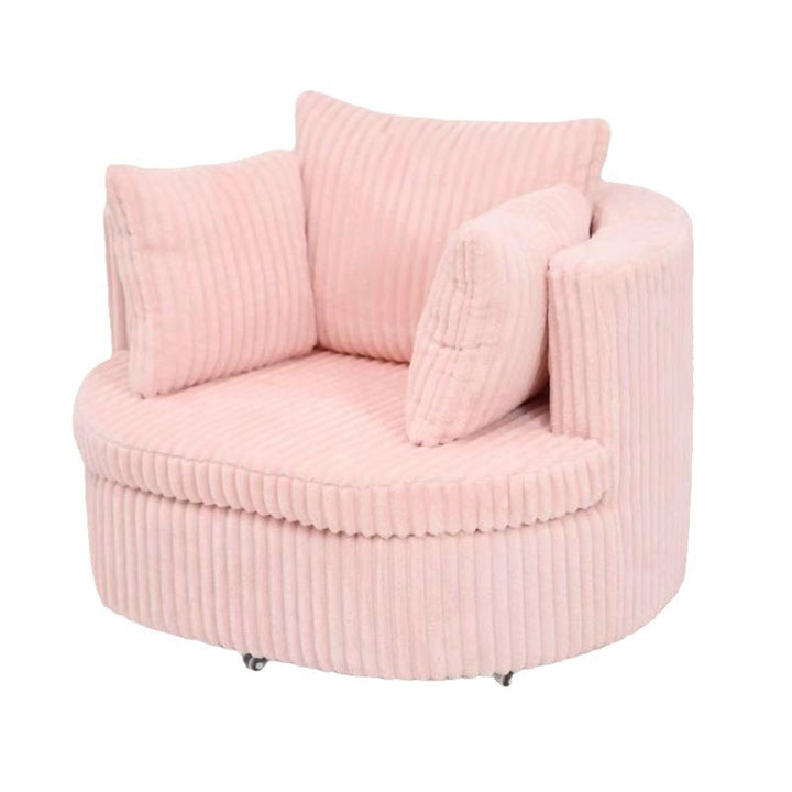 Contemporary Nordic Round Arc Faux Rabbit Fleece Solid Wood Sponge Detachable Movable Single Sofa Backrest Armrest For Living Room