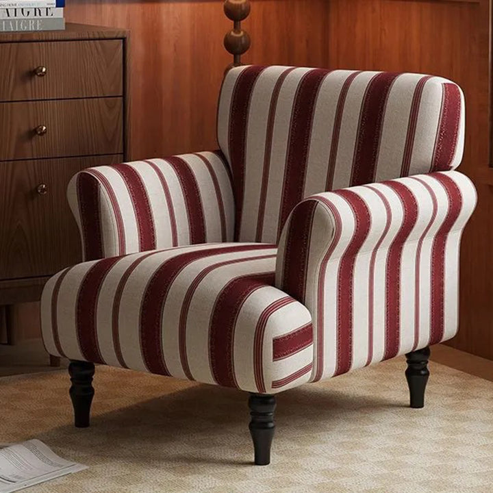 Contemporary Scandinavian Rectangular Solid Wood Jacquard Fabric Sponge Accent Chair Backrest Armrest For Living Room