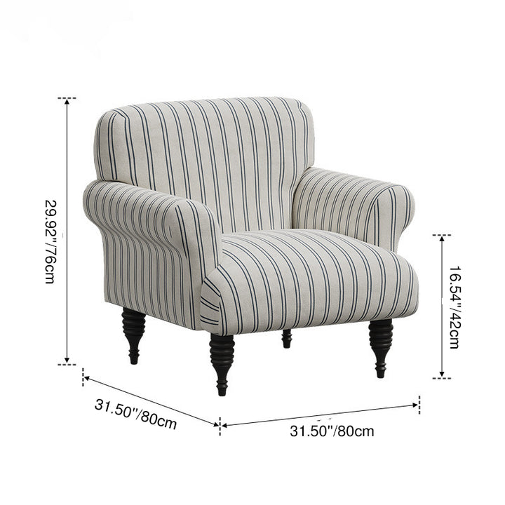 Contemporary Scandinavian Rectangular Solid Wood Jacquard Fabric Sponge Accent Chair Backrest Armrest For Living Room