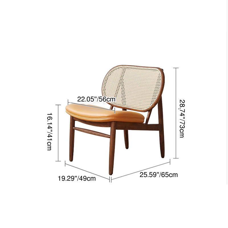 Tradicional Rústica Arco de Madera de Fresno Microfibra Cuero Sintético Ratán Falso Tejido Silla de Acento Respaldo Sin Brazos Para Sala de Estar y Dormitorio 
