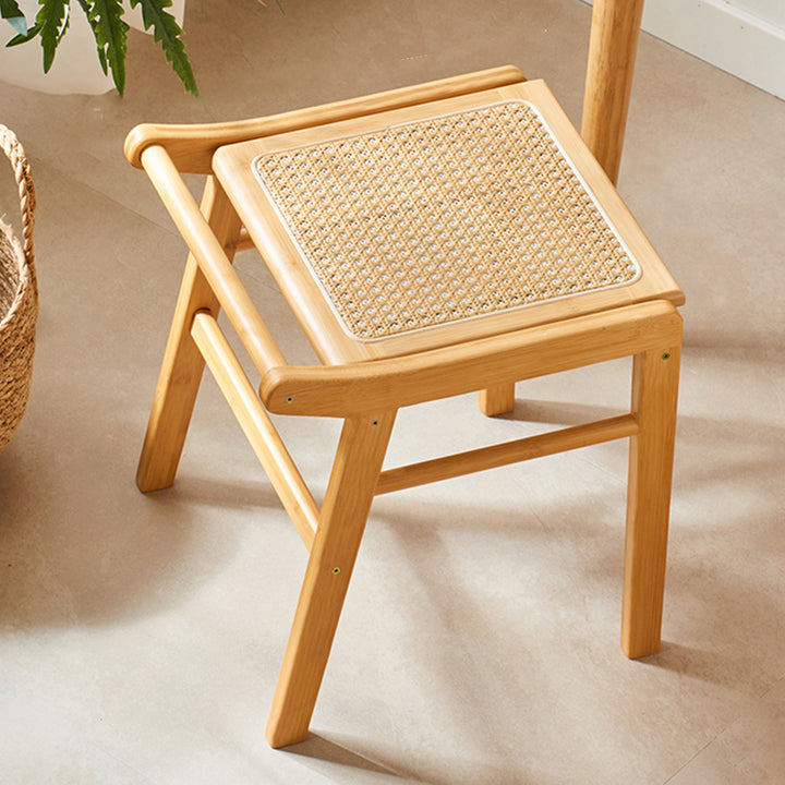 Traditioneller japanischer Trapez-Nan-Bambus-Harz-Rattan-Webhocker ohne Rückenlehne und Armlehnen für das Schlafzimmer 