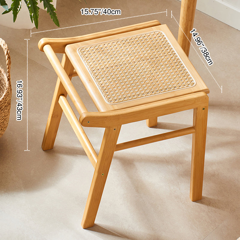 Traditioneller japanischer Trapez-Nan-Bambus-Harz-Rattan-Webhocker ohne Rückenlehne und Armlehnen für das Schlafzimmer 