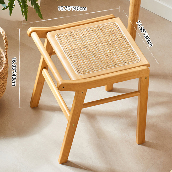 Traditioneller japanischer Trapez-Nan-Bambus-Harz-Rattan-Webhocker ohne Rückenlehne und Armlehnen für das Schlafzimmer 