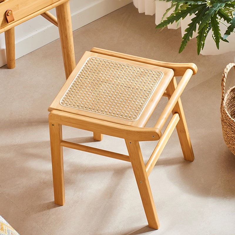 Traditioneller japanischer Trapez-Nan-Bambus-Harz-Rattan-Webhocker ohne Rückenlehne und Armlehnen für das Schlafzimmer 