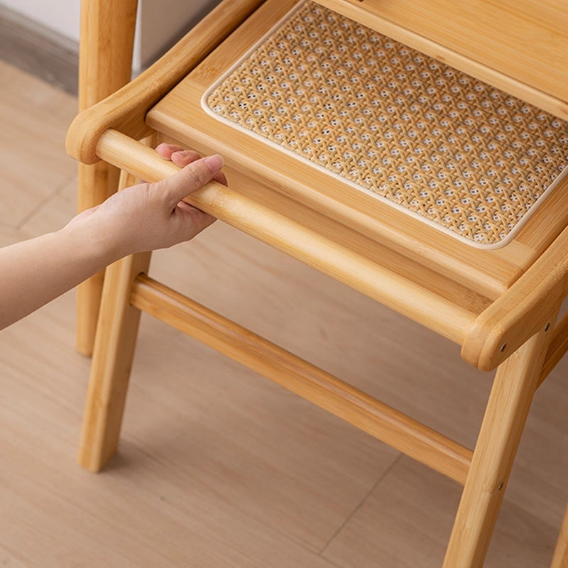 Traditioneller japanischer Trapez-Nan-Bambus-Harz-Rattan-Webhocker ohne Rückenlehne und Armlehnen für das Schlafzimmer 