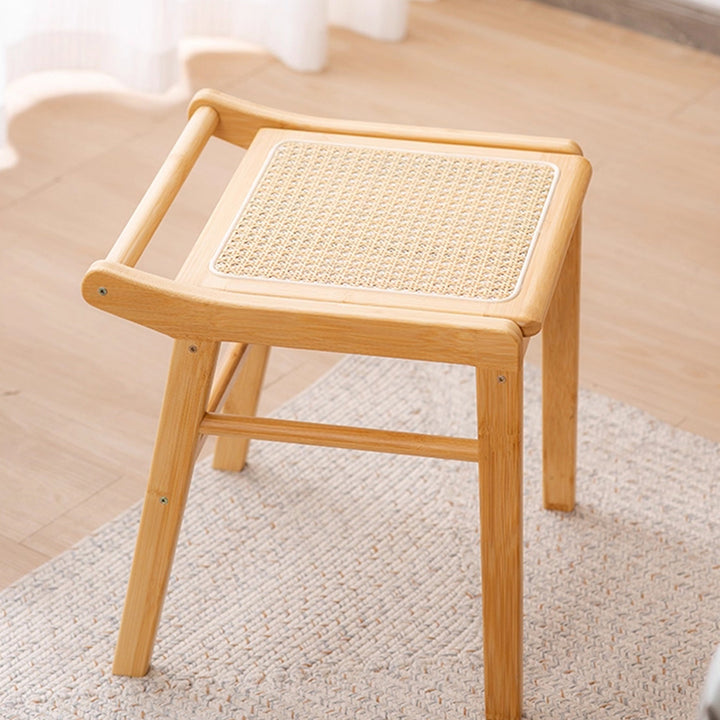 Traditioneller japanischer Trapez-Nan-Bambus-Harz-Rattan-Webhocker ohne Rückenlehne und Armlehnen für das Schlafzimmer 