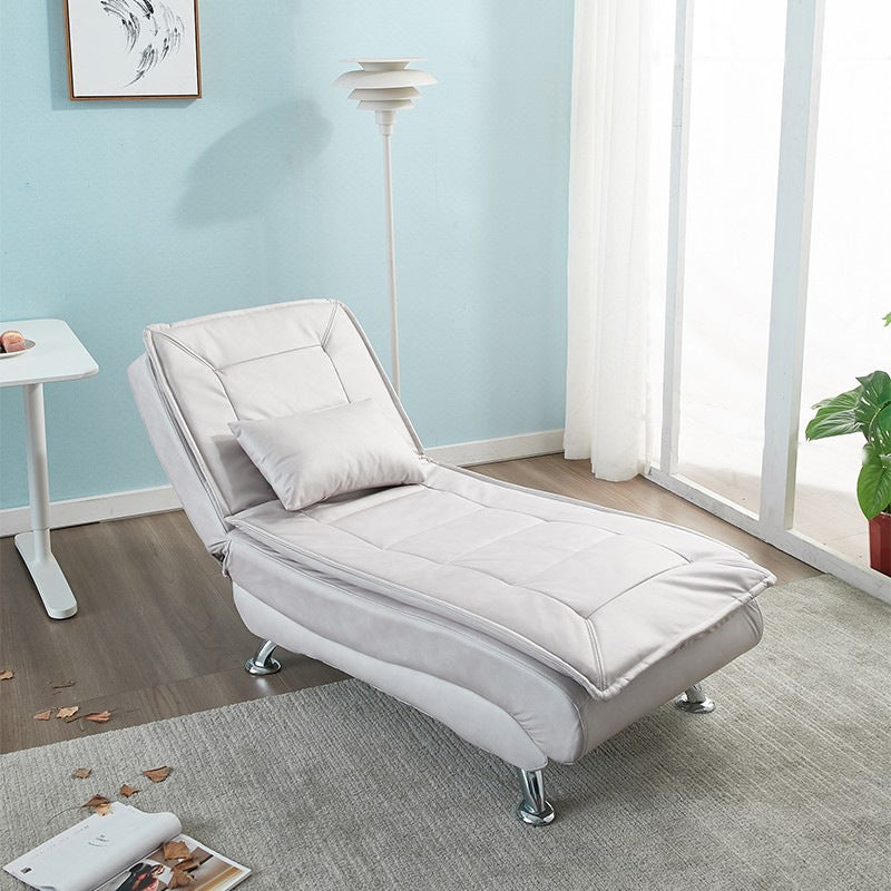 كرسي استرخاء عصري فاخر طويل من الخشب الصلب وقماش شيربا التقني والإسفنج مع مسند ظهر قابل للتعديل وبدون أذرع لغرفة المعيشة وغرفة النوم 