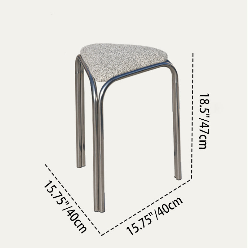 Contemporary Creative Flannelette Stainless Steel Stackable Triangle Low Stool Backless Armless For Living Room