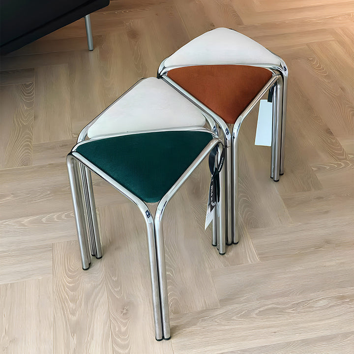 Contemporary Creative Flannelette Stainless Steel Stackable Triangle Low Stool Backless Armless For Living Room