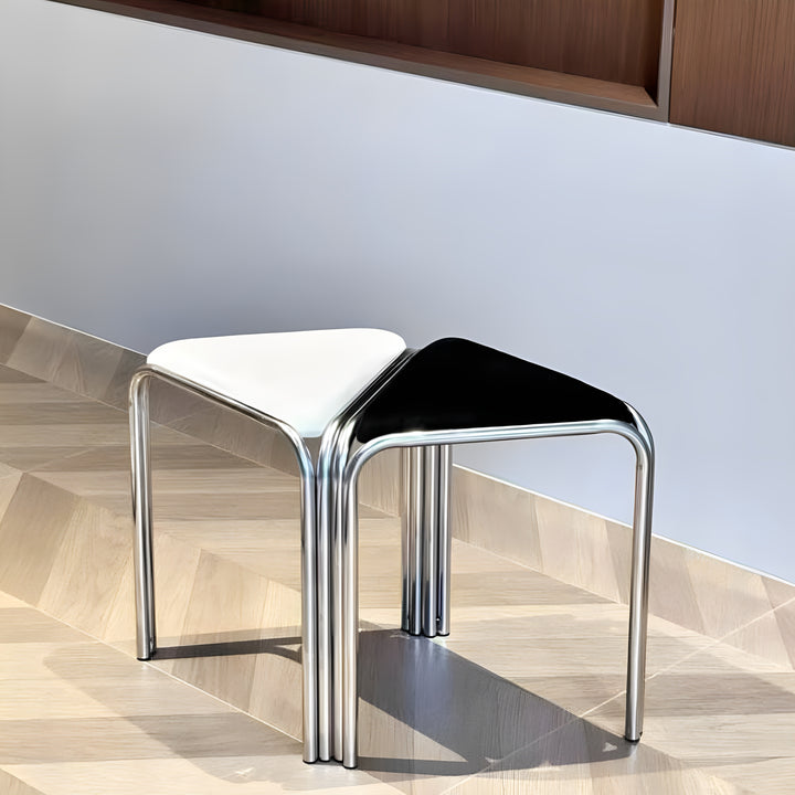 Contemporary Creative Flannelette Stainless Steel Stackable Triangle Low Stool Backless Armless For Living Room