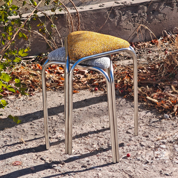 Contemporary Creative Flannelette Stainless Steel Stackable Triangle Low Stool Backless Armless For Living Room