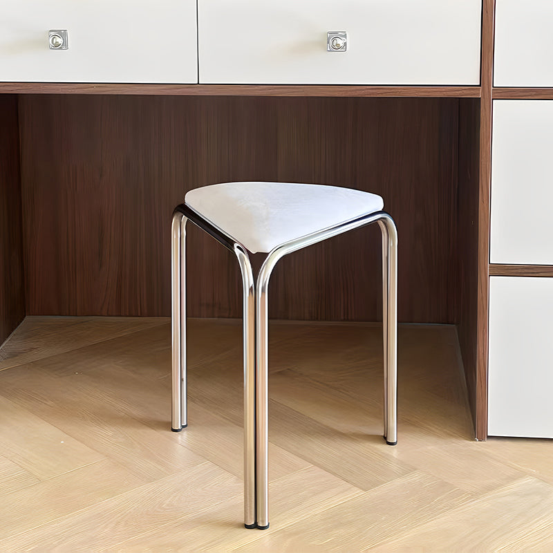 Contemporary Creative Flannelette Stainless Steel Stackable Triangle Low Stool Backless Armless For Living Room