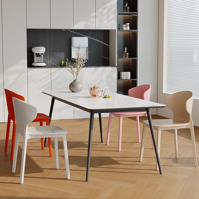 Moderner minimalistischer geometrischer PP-Kunststoff stapelbarer Esszimmerstuhl Rückenlehne ohne Armlehnen für Esszimmer 
