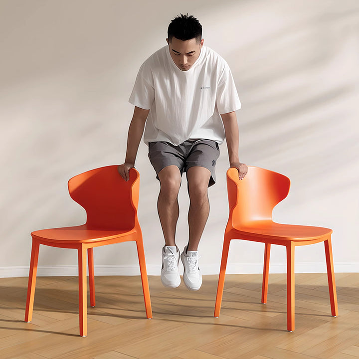 Moderner minimalistischer geometrischer PP-Kunststoff stapelbarer Esszimmerstuhl Rückenlehne ohne Armlehnen für Esszimmer 