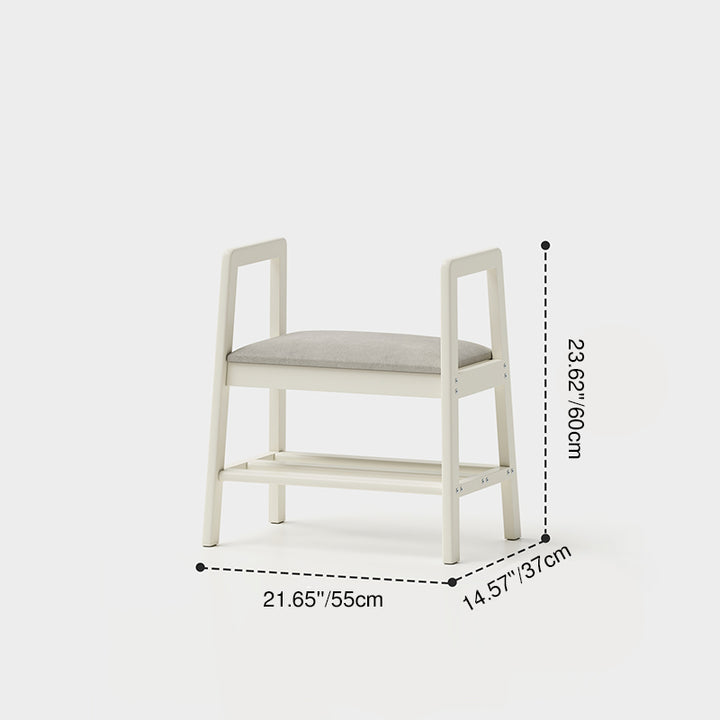مقعد أحذية من الخشب المطاطي بتصميم عصري صناعي مع قماش تقني وإسفنج بدون مسند ذراع للممر 