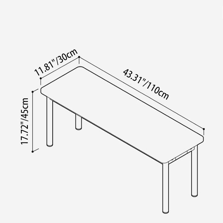 Traditional Vintage Rectangular Rubberwood Stainless Steel Bench Backless Armless For Hallway &amp; Entryway