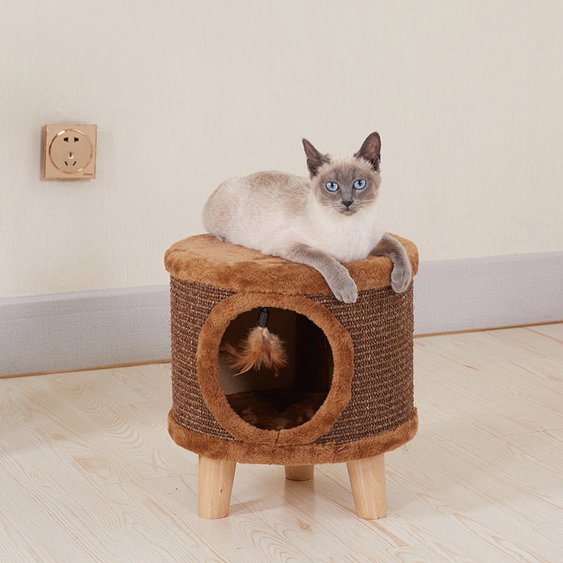 Moderner minimalistischer zylindrischer &amp; quadratischer Spanplatten-Flanell-Holz-Hocker für Mensch und Tier, ohne Rückenlehne, für das Wohnzimmer 