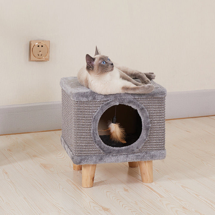 Moderner minimalistischer zylindrischer & quadratischer Spanplatten-Flanell-Holz-Hocker für Mensch und Tier, ohne Rückenlehne, für das Wohnzimmer 