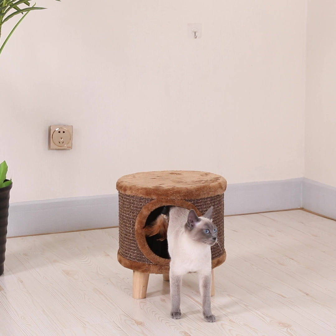 Moderner minimalistischer zylindrischer &amp; quadratischer Spanplatten-Flanell-Holz-Hocker für Mensch und Tier, ohne Rückenlehne, für das Wohnzimmer 