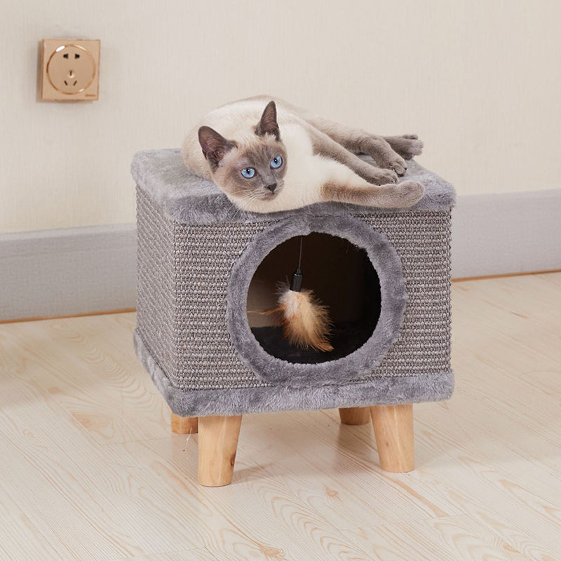 Moderner minimalistischer zylindrischer &amp; quadratischer Spanplatten-Flanell-Holz-Hocker für Mensch und Tier, ohne Rückenlehne, für das Wohnzimmer 