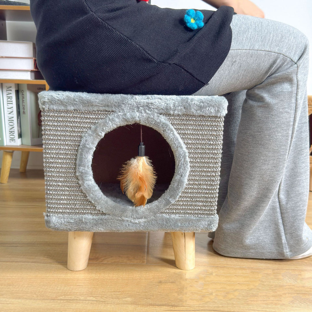 Moderner minimalistischer zylindrischer &amp; quadratischer Spanplatten-Flanell-Holz-Hocker für Mensch und Tier, ohne Rückenlehne, für das Wohnzimmer 