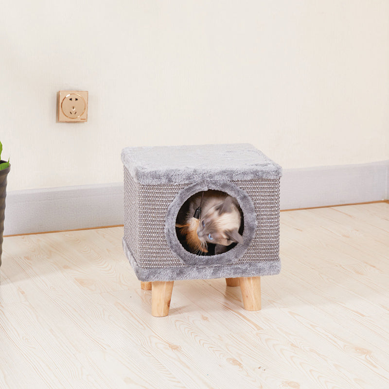 Moderner minimalistischer zylindrischer &amp; quadratischer Spanplatten-Flanell-Holz-Hocker für Mensch und Tier, ohne Rückenlehne, für das Wohnzimmer 