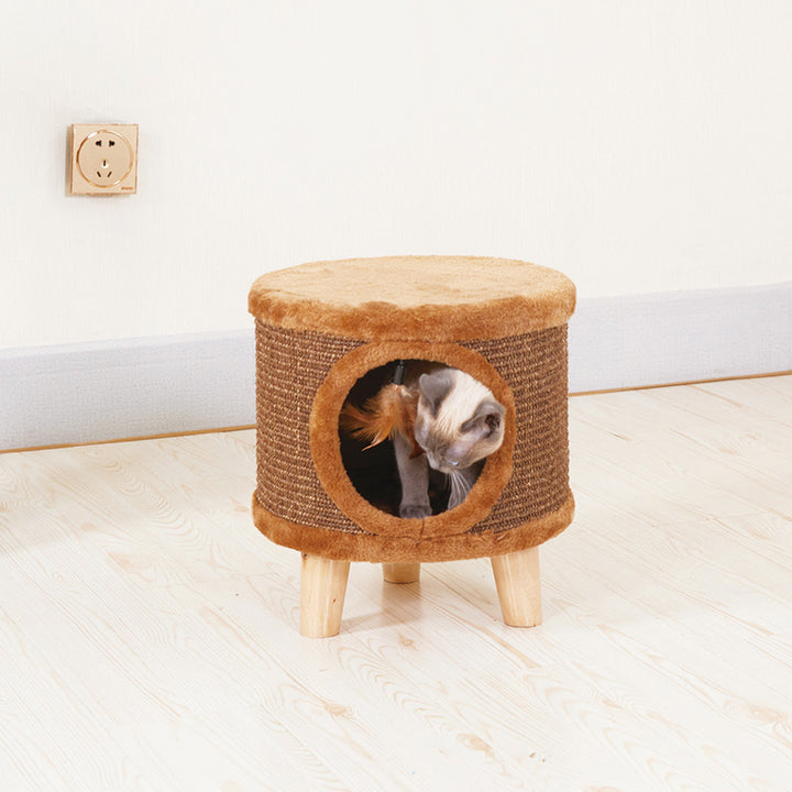 Moderner minimalistischer zylindrischer & quadratischer Spanplatten-Flanell-Holz-Hocker für Mensch und Tier, ohne Rückenlehne, für das Wohnzimmer 
