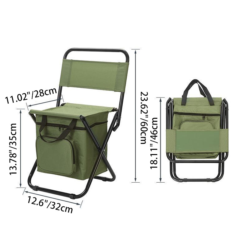 Contemporary Industrial Rectangular Oxford Fabric Steel Pipe Foldable Camping Chair Backrest Armless For Garden &amp; Outdoor Patio