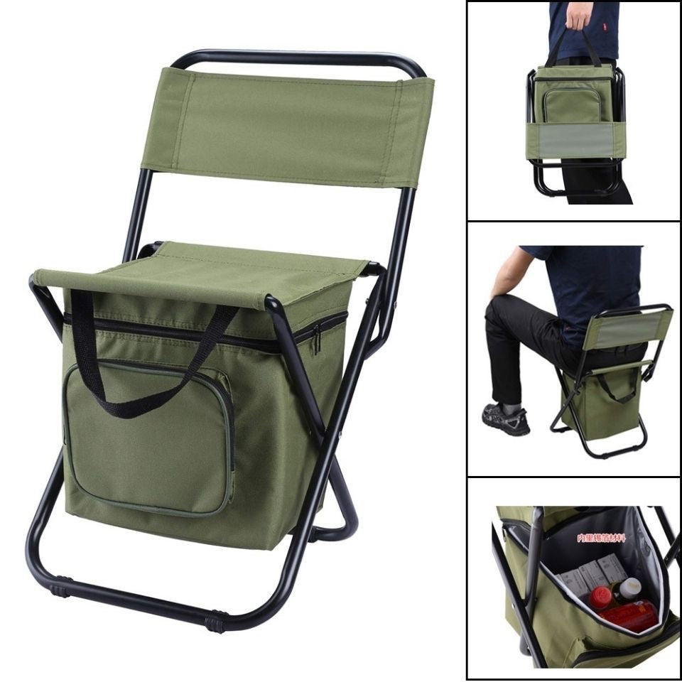 Contemporary Industrial Rectangular Oxford Fabric Steel Pipe Foldable Camping Chair Backrest Armless For Garden &amp; Outdoor Patio